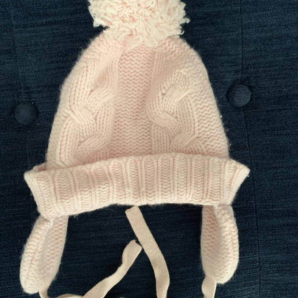 Baby CZ pink cashmere hat- like new condition 6-12